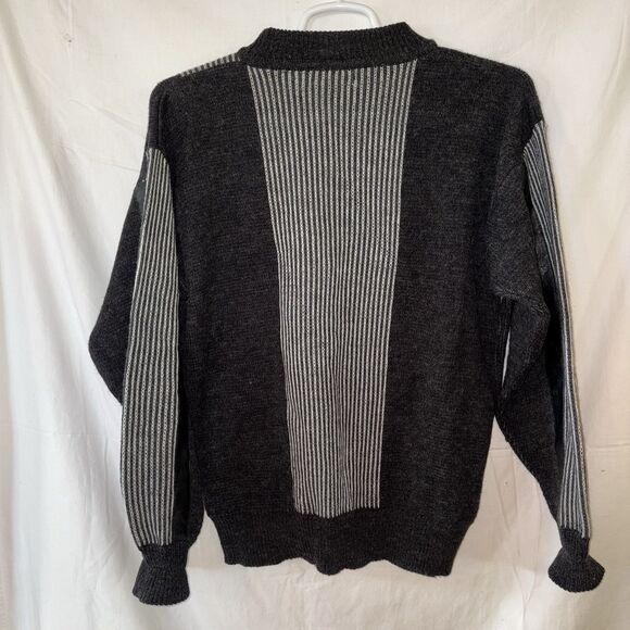 Vintage 80s ADAM SLOANE Men's Black/White Pleather Accents Sweater Size Large - Picture 5 of 5